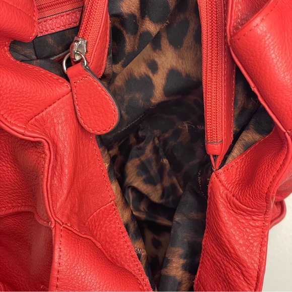 B. MAKOWSKY RED Pebbled Leather Hobo Shoulder Bag Purse - Picture 8 of 16